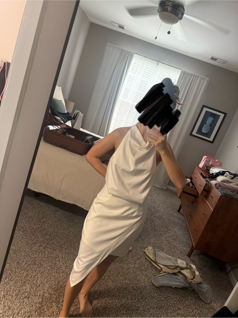 Elliatt Cream Asymmetrical Draped Dress
